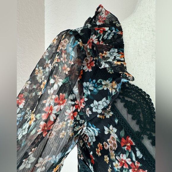 NWT Anthropologie Saison de la fleur  floral dress with lace insert. 90s y2k S-M - Picture 4 of 16